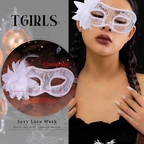 Miniatura 5 de Tgirls Máscara de mascarada para mujer, máscaras de encaje de flores, máscara sexy para ojos, disfraz de fiesta, baile de graduación, máscara facial