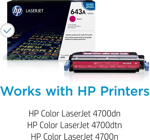 Miniatura 2 de HP Cartucho de tóner magenta 643A Funciona color LaserJet 4700 Series Q5953A