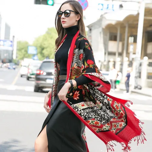 Miniatura 157 de DANA XU Manta de pashmina extragrande 100% de lana merina, bufanda de viaje, bufanda de cachemira para mujer, otoño e invierno, chal de gran