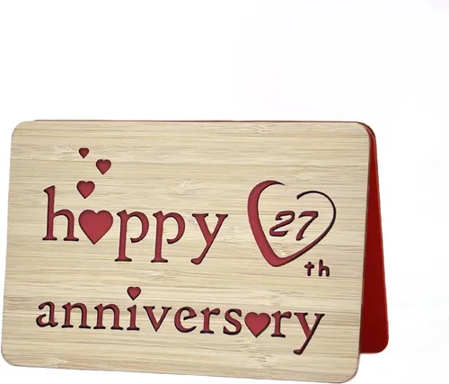 Miniatura 18 de Tarjeta de felicitación de madera para el primer aniversario, hecha a mano, 1 año, aniversario de boda, tarjeta de primer aniversario para ella, él