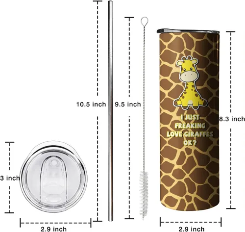 Miniatura 7 de Vaso de jirafa con tapa y pajita, regalos únicos para mujeres, hombres y niñas, bonita taza delgada para agua, taza de café, con aislamiento térmico