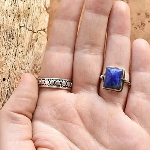 Miniatura 7 de Lapislázuli - Anillos de plata de ley 925 anillos de uso diario regalo para ella anillos de compromiso 1046