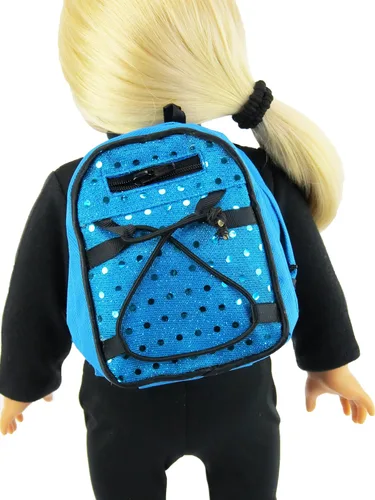 Miniatura 3 de American Fashion World Mochila escolar de lentejuelas rosas para muñecas de 14 pulgadas Calidad premium y diseño moderno Accesorios para muñecas