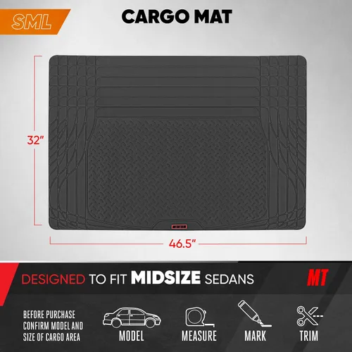 Miniatura 3 de Motor Trend FlexTough Tapetes de Piso Negros para Automóviles y Tapete de Carga Juego Completo - Tapetes de Piso Automotrices de Goma para Todo Tipo