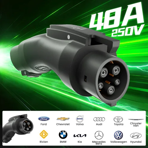 Miniatura 2 de Adaptador Tesla a J1772, convertidor NACS a J1772 de 48A 250V, compatible con conectores de alta potencia Tesla, cargadores de destino y conectores