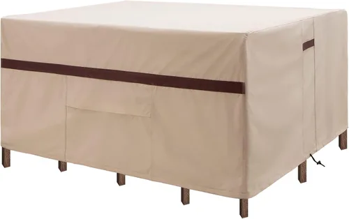 Miniatura 8 de Funda para Juego de Mesa y Sillas de Patio Rectangular 109" de Largo, Fundas Impermeables para Muebles de Exterior 600D, Duraderas, Resistente a