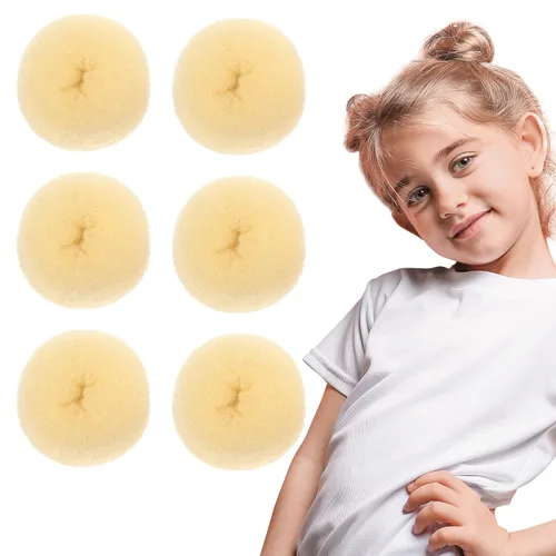 Miniatura 7 de Styla Hair Pequeño Fabricante de Moños para Niños - Moños de Ballet y Calcetín, Dona de Cabello Fácil (6 piezas, Negro, Tamaño 2 Pulgadas)