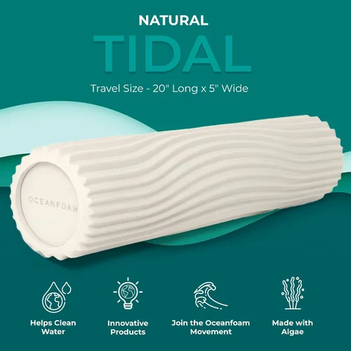 Miniatura 2 de Oceanfoam Tidal Roller - Natural - Rodillo de espuma para masaje muscular para dolor de espalda y estiramientos, textura firme y ergonómica de onda
