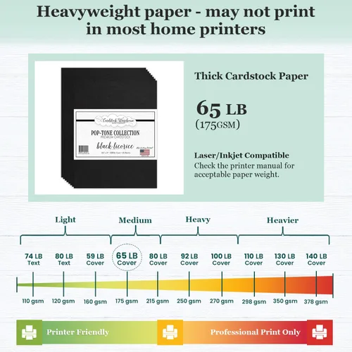 Miniatura 5 de Cardstock Warehouse Papel de Cartulina Pop-Tone Negro Licor de Anis – 50 Hojas, 8.5 x 11" - 65 lb / 175 GSM Cartulina Negra Premium para Corte