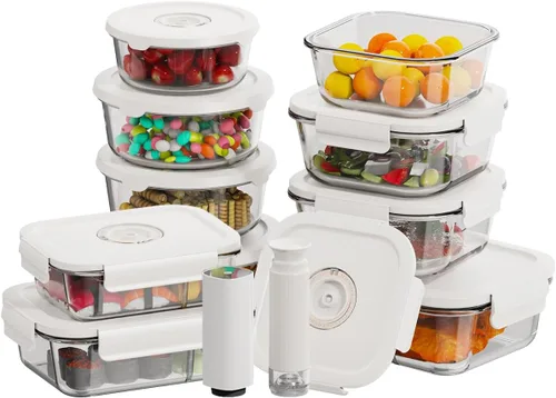 Miniatura 11 de HOLDN’ STORAGE Recipientes de almacenamiento al vacío para alimentos, juego de 4 recipientes de compartimentos y bomba electrónica - Mantenga