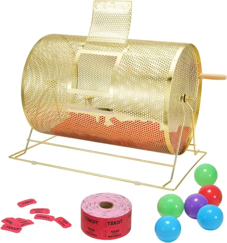 Miniatura 10 de VEVOR Girador de Boletos de Rifa – Tambor de Rifa de 12 x 8 Pulgadas para Sorteo Giratorio de Lotería, Caja Enrolladora de Boletos de Rifa Chapada