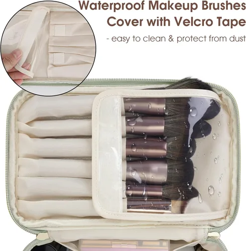 Miniatura 2 de Wandering Nature Bolsa de Maquillaje, Organizador de Maquillaje de Viaje, Estuche de Brochas Cosméticas para Mujeres en Cuero Vegano Ecológico, M