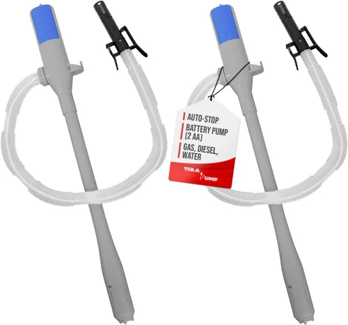 TERA PUMP TRHA03 - Bomba de transferencia de agua, diésel, gas con sistema de parada automática (protección contra fugas), 2 pilas AA (no incluidas)