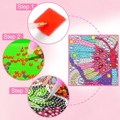 Miniatura 4 de ZUYUSUT Kits de pintura artística de diamantes para niñas de 5 a 12 años, kits de arte y manualidades, kits de gemas por números con marco de madera