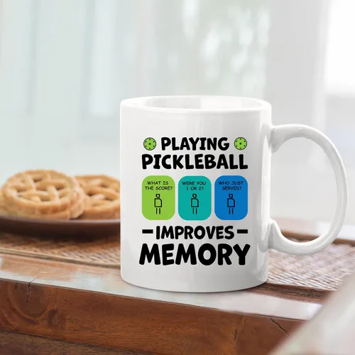 Miniatura 5 de Taza de cerámica Playing Pickleball Improves Memory Pickleball Lovers Gifts Coffee Cup 11 oz (negro)