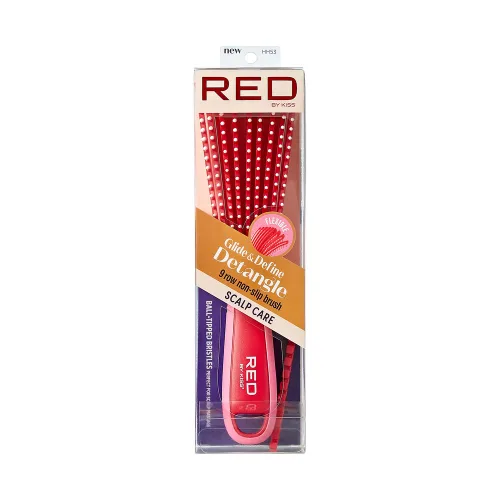 Red by Kiss Glide & Define Cepillo desenredante con punta de bola antideslizante para el cuidado natural del cuero cabelludo, cerdas resistentes al