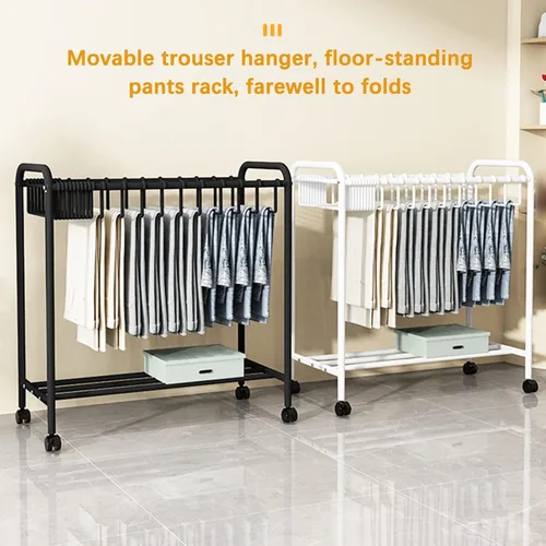 Miniatura 2 de Perchas para pantalones, carrito rodante para pantalones, organizador de armario móvil con 20 perchas de almacenamiento, soporte de almacenamiento