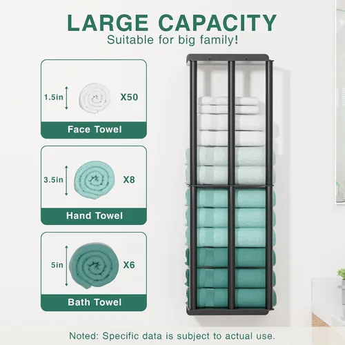 Miniatura 3 de susswiff Toalleros para baño: toallero montado en la pared de 26 pulgadas, toallero de 2 niveles mejorado con 3 barras verticales y 3 estantes