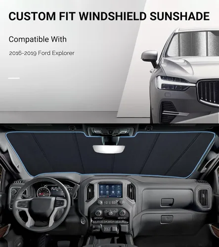 Miniatura 2 de Pigenius Parasol para parabrisas Ford Explorer 2016-2019, acabado plateado metálico