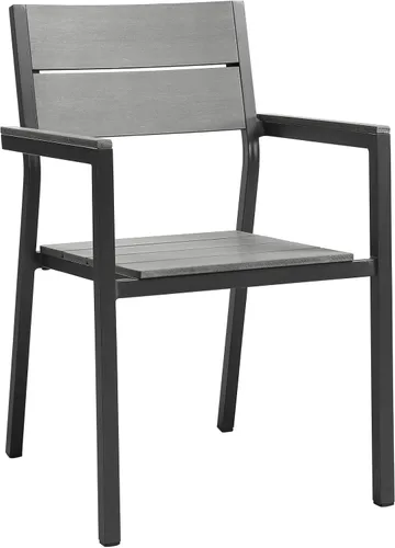 Miniatura 3 de Modway Sillas de dos brazos de aluminio para patio al aire libre de Maine en gris marrón
