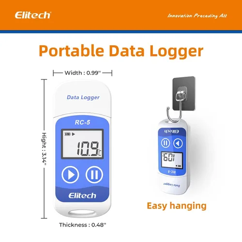 Miniatura 4 de Elitech RC-5 pantalla LCD USB grabador registrador de datos de temperatura, 32000 puntos alta precisión
