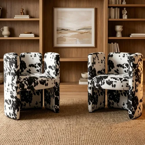 Miniatura 11 de chairus Silla de comedor moderna única de terciopelo, bonita y cómoda, tapizada, para sala de estar, dormitorio, recepción, vaca