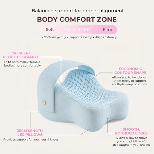 Miniatura 4 de Almohada de rodilla para dormir de lado, soporte equilibrado de espuma viscoelástica para aliviar el dolor de cadera y ciática, almohada de piernas