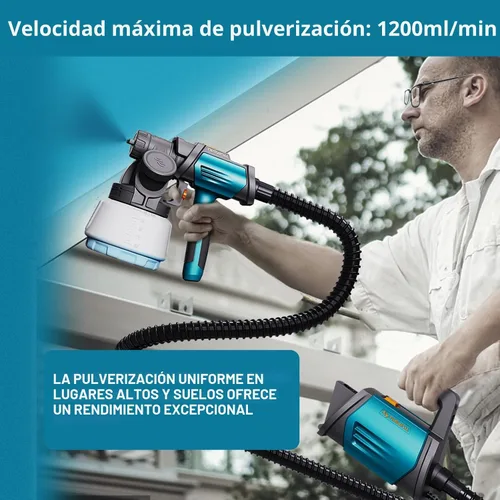 Miniatura 7 de Tilswall - Pulverizador de pintura HVLP de 800W, pistola de pintura eléctrica con 4 boquillas y 3 patrones para pintar muebles, gabinetes, vallas