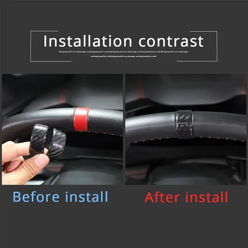 Miniatura 2 de Cubierta del anillo superior del volante compatible con Chevrolet Corvette C8 Stingray 2020-2023 100% fibra de carbono real, 2 piezas, accesorios