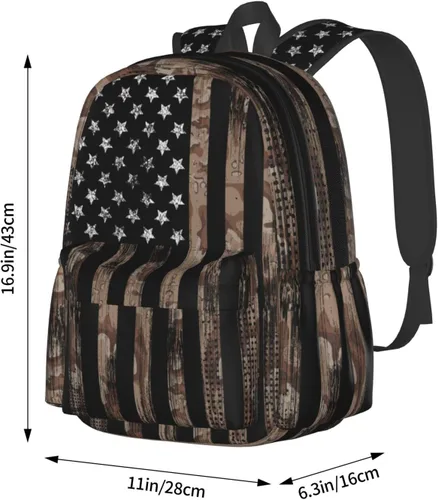 Miniatura 5 de Mochila de camuflaje vintage con bandera americana, bolsas de libros, ligeras, informales, para portátil, mochila de viaje para hombre y mujer