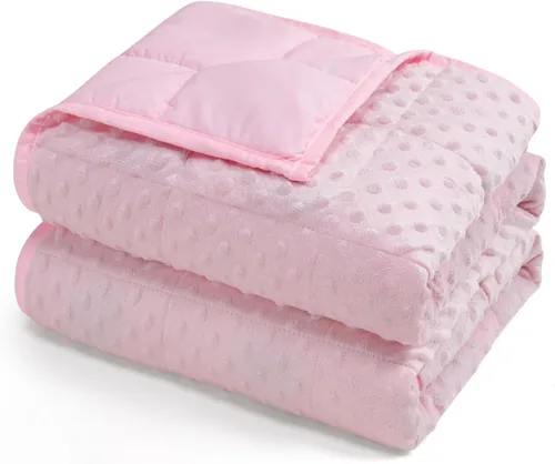 Miniatura 13 de Kivik Manta con peso de 3 libras, manta pesada de puntos Minky suave refrescante para una mejor relajación y sueño, lavable a máquina, 36 x 48 Gris