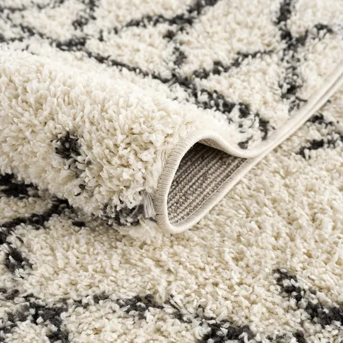 Miniatura 134 de Hauteloom, Duncans - Alfombra de estilo granja de pelo mullido para sala y dormitorio, con borlas - Beige, carbón, gris - 2 pies 7 pulgadas x 7 pies
