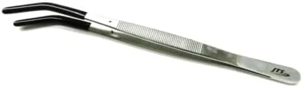 JTS - Pinzas de punta recubiertas de PVC con puntas dobladas de goma para laboratorio industrial de joyería, puntas de pinzas tienen revestimiento