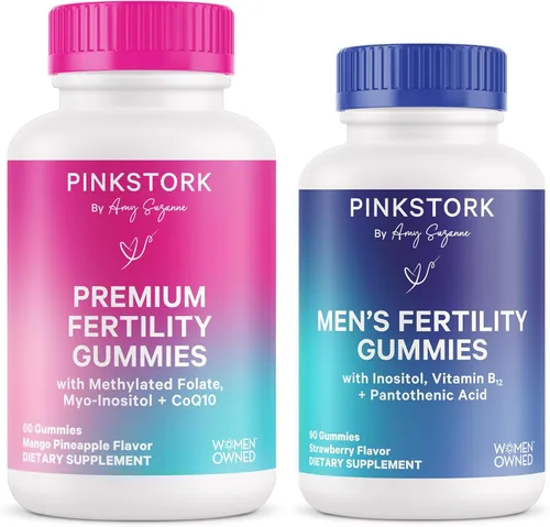 Pink Stork Paquete de gomitas de fertilidad para él y para ella, apoyo de fertilidad para mujeres y apoyo de fertilidad para hombres