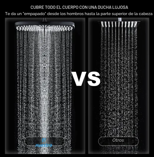 Miniatura 4 de BOZYBO Cabezal de ducha de lluvia con mano: cabezales de ducha de alta presión con combo de rociador de mano, cabezal de ducha de lluvia de 12 Negro