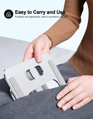 Miniatura 4 de RIWUCT Soporte plegable de aleación de aluminio para computadora portátil, soporte ergonómico ajustable para computadora portátil, soporte elevador