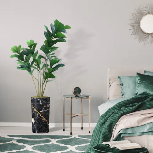 Miniatura 5 de Árbol artificial en macetero con efecto de granito moderno, palmera tropical areca artificial de seda para decoración del hogar en interiores