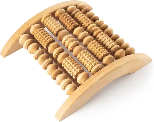 Tuuli Accesorios - Masajeador de pies de madera, rodillo muscular ranurado, ayuda a aliviar la tensión muscular y mejorar la circulación sanguínea,