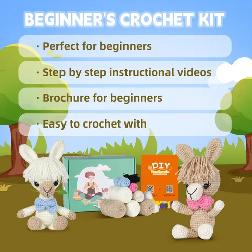 Miniatura 5 de mehorkook Kit de ganchillo para principiantes, tutoriales en video paso a paso, ideal para adultos y niños, proyectos de animales de ganchillo