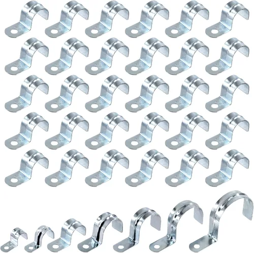 Miniatura 10 de Swpeet 30 piezas de 1-1/2 "(40 mm) zinc plateado un agujero EMT correa de tubo, correas de tubería U soporte de tubo abrazadera de tubo 1 agujero a