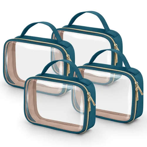 Miniatura 11 de Bolsa de aseo transparente Wedama, paquete de 2 bolsas de maquillaje transparentes con asas, bolsas cosméticas de PVC para mujeres y hombres, bolsas