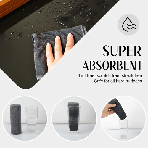 Miniatura 3 de Paños de limpieza de microfibra, para cualquier propósito SINLAND (12 x 12 pulgadas), Gris pizarra, Paquete de 6