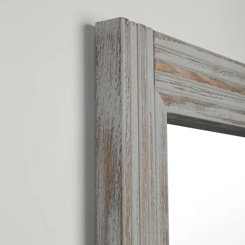 Miniatura 6 de YOSHOOT Espejo de pared empalmado de madera hecho a mano para baño, espejo de tocador rústico de granja, arte de pared decorativo, marco de madera