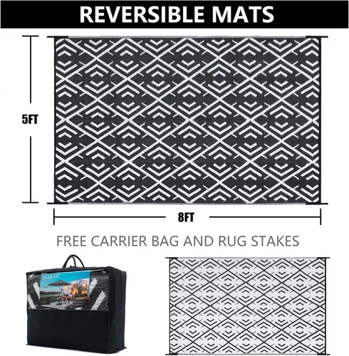Miniatura 2 de HUGEAR Alfombras para exteriores, gran alfombra impermeable para exteriores, reversible, portátil, de plástico, para caravana, cubierta, camping