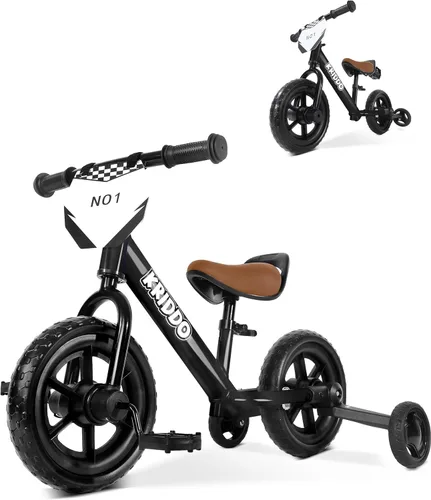 KRIDDO - Triciclo 2 en 1 para niños y bicicleta de equilibrio para niños de 2 años, pedales desmontables y ruedas de entrenamiento guardables, placa