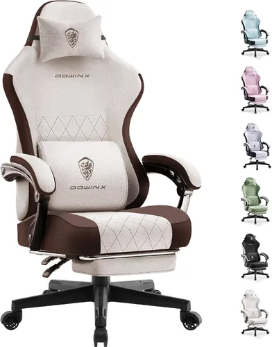 Miniatura 13 de Dowinx Silla de juegos con cojín de resorte de bolsillo, respaldo alto, silla giratoria ergonómica de 360° para juegos de oficina, soporte lumbar