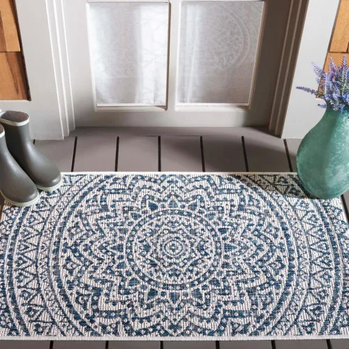Miniatura 28 de SAFAVIEH Alfombra lavable para exteriores, colección Courtyard - Pasillo de 2.3 x 8 pies, color beige claro y marrón claro, no desprende pelusa