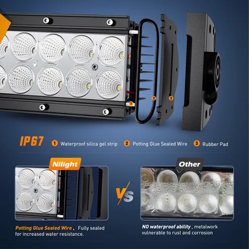 Miniatura 5 de Nilight - Barra de luz LED curva de 42 pulgadas/240 W/12 V, haz focalizado/de inundación todoterreno, interruptor encendido/apagado de 5 pines, kit