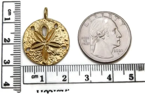 Miniatura 2 de 14k Yellow Gold Sand Dollar Large Pendant Charm