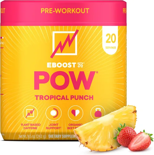 Miniatura 16 de EBOOST POW Natural - Polvo de preentrenamiento – 20 porciones – Berry Melon Fizz – Suplemento preentrenamiento para rendimiento, apoyo de movilidad